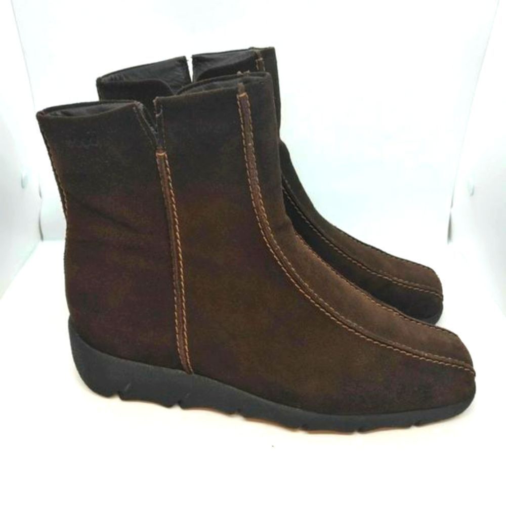 Ecco Womens Brown Leather Casual Zip Up Boots Size 38 US 7 To 7.5 Ecco Boots